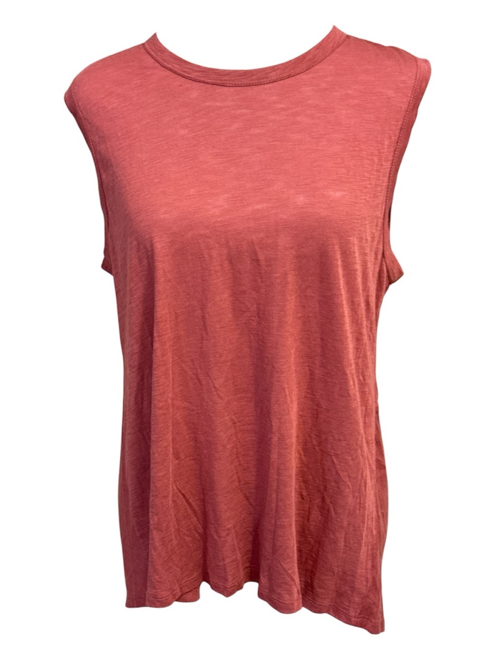 Angie Rusty Rose Semi Sheer Muscle Tee - Sleeveless Crewneck